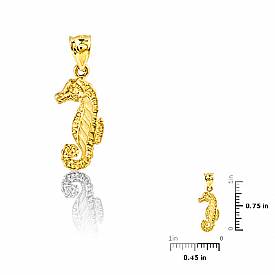 14K Yellow Gold Seahorse Charm Pendant 1.6g.