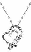 Round Diamond Fancy Heart Pendant 14K White Gold (0.68 ct tw)