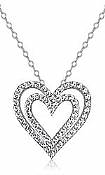 Round Diamond Heart Pendant 14K White Gold (1.36 ct tw)