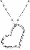 Round Diamond Hollow Heart Pendant 14K White Gold (0.69 ct tw)