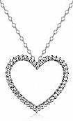 Round Diamond Hollow Heart Pendant 14K White Gold (0.59 ct tw)