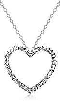 Round Diamond Hollow Heart Pendant 14K White Gold (0.59 ct tw)