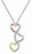 Round Diamond Heart Pendant 14K Tri Color Gold (0.19 ct tw)