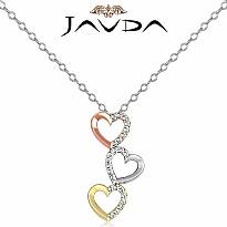 Round Diamond Heart Pendant 14K Tri Color Gold (0.19 ct tw)