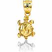 14K Yellow Gold Tortoise Sea Fish Charm Pendant 1.3g