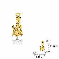 14K Yellow Gold Tortoise Sea Fish Charm Pendant 1.3g