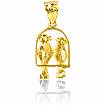 14K Yellow Gold I love you birds Charm pendant 1g.