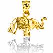 14K Solid Gold Elephant Good Luck Charm Pendant 1.2g