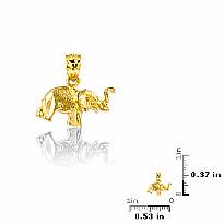 14K Solid Gold Elephant Good Luck Charm Pendant 1.2g