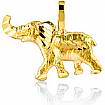14k Solid Yellow Gold Small Elephant Charm Pendant 1.8g