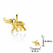 14k Solid Yellow Gold Small Elephant Charm Pendant 1.8g