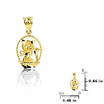 14K Yellow Solid Gold Charm Pendant 0.8g.