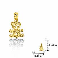 14K Yellow Gold Small Teddy Bear Charm Pendant 1.1g