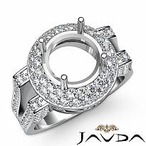 Diamond Engagement Round Ring 14K White Gold Halo Pave Setting Semi Mount 1.1Ct