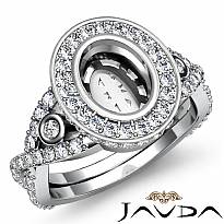 1.65 CT Diamond Engagement Ring Halo Pave Setting 14k White Gold Oval Semi Mount