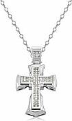 3.25 Ct Princess Diamond Cross Men's Heavy Pendant 14k W Gold