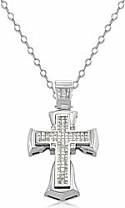 3.25 Ct Princess Diamond Cross Men's Heavy Pendant 14k W Gold