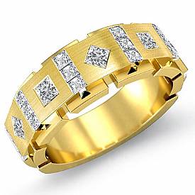 Princess Cut Diamond Men Wedding Ring 14k Gold Band (1Ct. tw.)