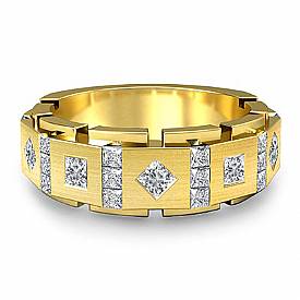 Princess Cut Diamond Men Wedding Ring 14k Gold Band (1Ct. tw.)