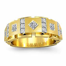 Princess Cut Diamond Men Wedding Ring 14k Gold Band (1Ct. tw.)