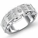 1 Ct Princess Cut Diamond Men Wedding Ring 14k White Gold Band