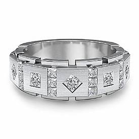 1 Ct Princess Cut Diamond Men Wedding Ring 14k White Gold Band