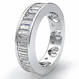 3.50 CT Baguette Diamond Channel Eternity Wedding Ring W Gold