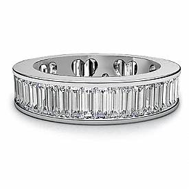 3.50 CT Baguette Diamond Channel Eternity Wedding Ring W Gold
