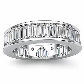 3.50 CT Baguette Diamond Channel Eternity Wedding Ring W Gold