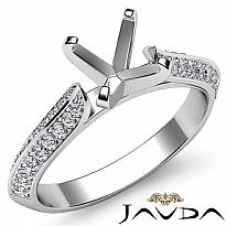 0.35 Ct Diamond Engagement Ring Round Semi Mount made in 14K White Gold Pave Setting