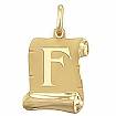 14k Solid Yellow Gold F Initial Pendant Alphabet Charm