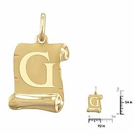 G Initial Pendant 14 Karat Solid Gold Alphabet Charm