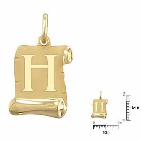 H Initial Pendant Alphabet Charm 14 Karat Yellow Gold