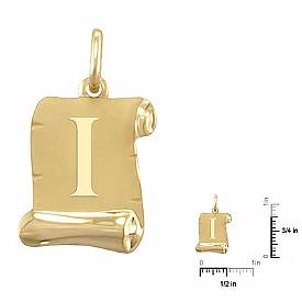 14k Yellow Gold Intial I Pendant Alphabet Charm Italian