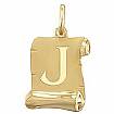 Initial J Pendant Alphabet Charm Yellow 14k Gold Italy