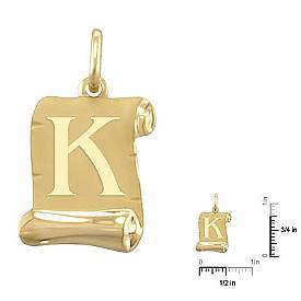 Initial K Pendant Alphabet Charm Yellow 14k Gold Italy