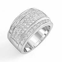 3.75 Ct Princess Diamond Men Wedding Ring 14k White Gold