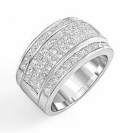 3.75 Ct Princess Diamond Men Wedding Ring 14k White Gold