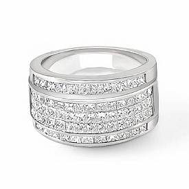 3.75 Ct Princess Diamond Men Wedding Ring 14k White Gold