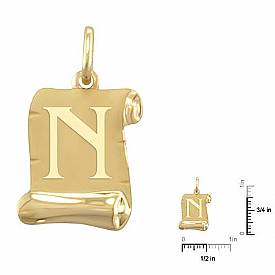 14K Solid Yellow Gold Alphabet Initial