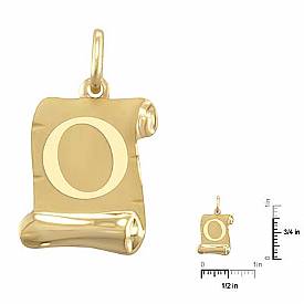 Initial O Pendant Alphabet Charm Yellow 14k Gold Italy
