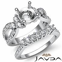 1.55Ct Round Diamond Engagement Ring Bridal Set 14k White Gold Pave Setting