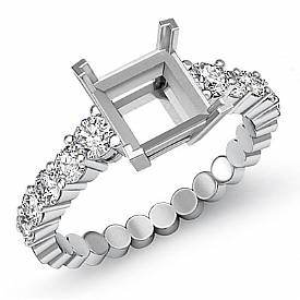 0.70 Ct Princess Diamond 10 Stone Engagement Semi Mount Ring Setting 14k White Gold