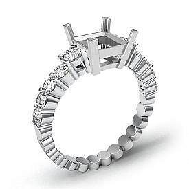 0.70 Ct Princess Diamond 10 Stone Engagement Semi Mount Ring Setting 14k White Gold