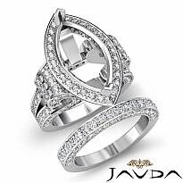 4 Ct Diamond Engagement Ring Marquise Bridal Sets 14k White Gold Halo Setting