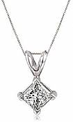 1 ct Princess Cut Diamond Solitaire Pendant 14k White Gold