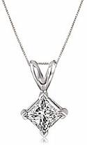 1 ct Princess Cut Diamond Solitaire Pendant 14k White Gold