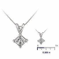 1 ct Princess Cut Diamond Solitaire Pendant 14k White Gold