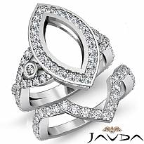 2.8 Ct Marquise Diamond Engagement Ring Bridal Sets 14k White Gold Semi Mount