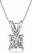 1/4 ct Princess Cut Diamond Solitaire Pendant 14k White Gold